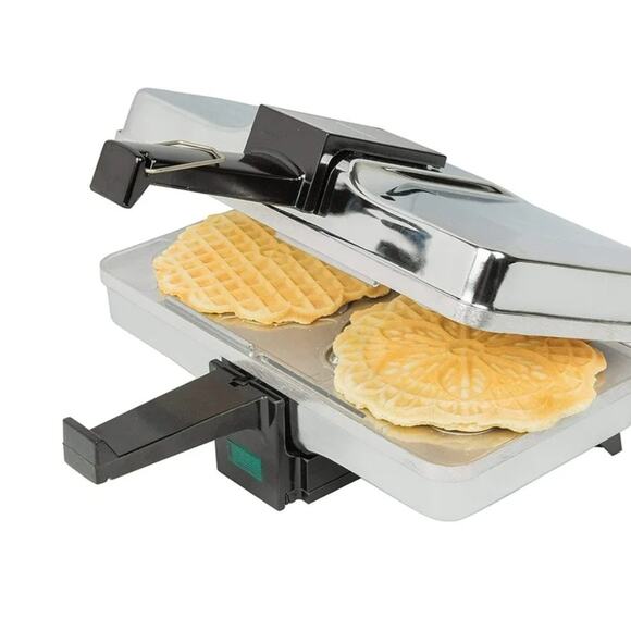 Pizzelle Maker- Nonstick Electric Baker Press Makes Two 5-Inch Cookies at Once - Picture 7 of 11